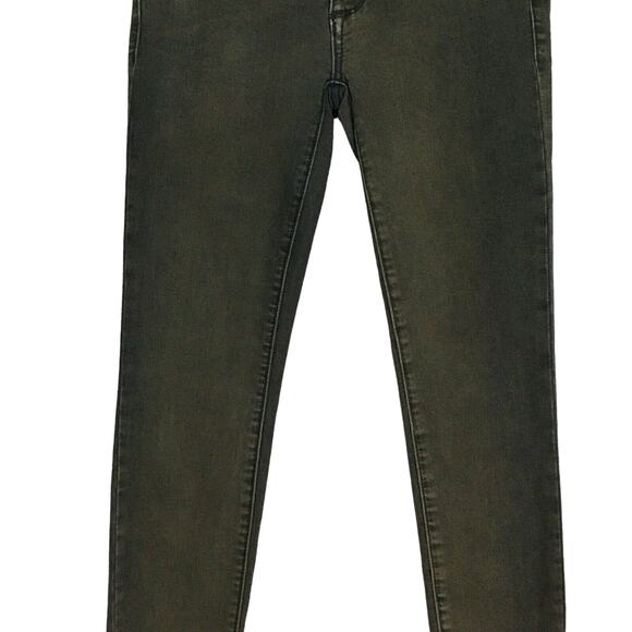 Free People Distressed Skinny Jeans Olive Green Low Rise Stretchy Slim Size 24 - Picture 10 of 13